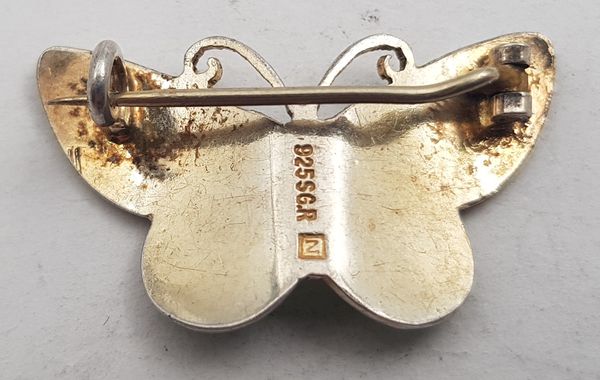 Hovedbilde Brosje: Sommerfugl i grønn emalje i 925 S av ...