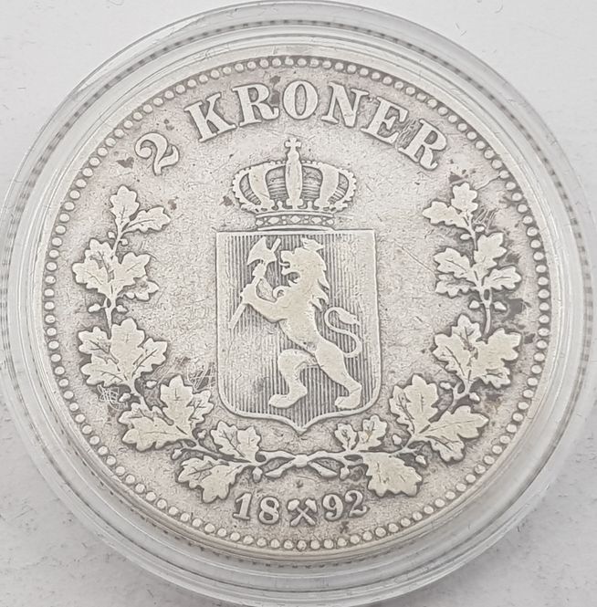 Hovedbilde 2 kroner 1892 kv. svak 1