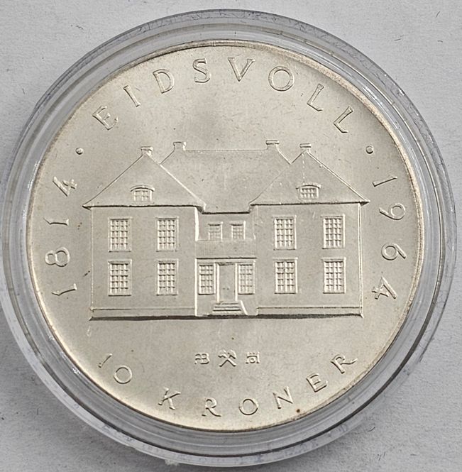 Hovedbilde 10 kr 1964 i plast kapsel (sirkulert)