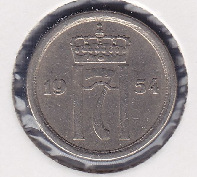 Hovedbilde 25 øre 1954 kv. 1