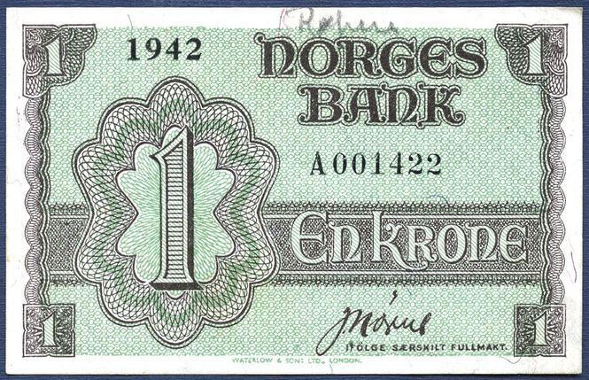Hovedbilde 1 kr London 1942 A001422 kv. 1+/01