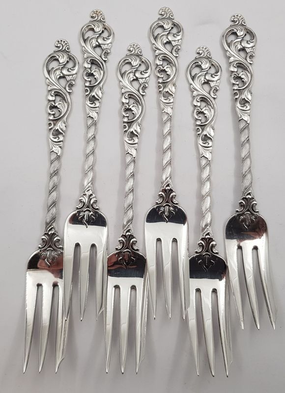 Dobbel rokokko: 6 x kakegaffel 14,7 cm