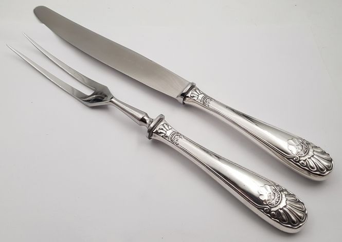 Hovedbilde Slottssølv: Forskjærssett kniv og gaffel i 830 S ...