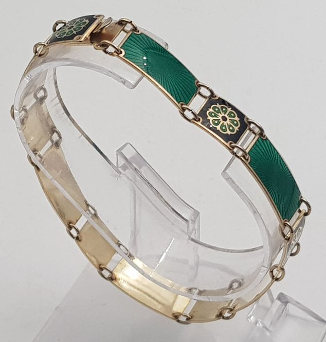 Hovedbilde Armbånd i grønn/sort emalje i 925 S av David ...