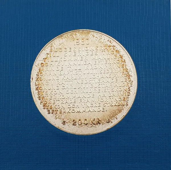 Hovedbilde Sverige: 200 kr minnesmynt fra 1980.